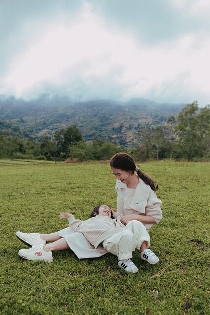 mother and child, happy mothers day, meadow