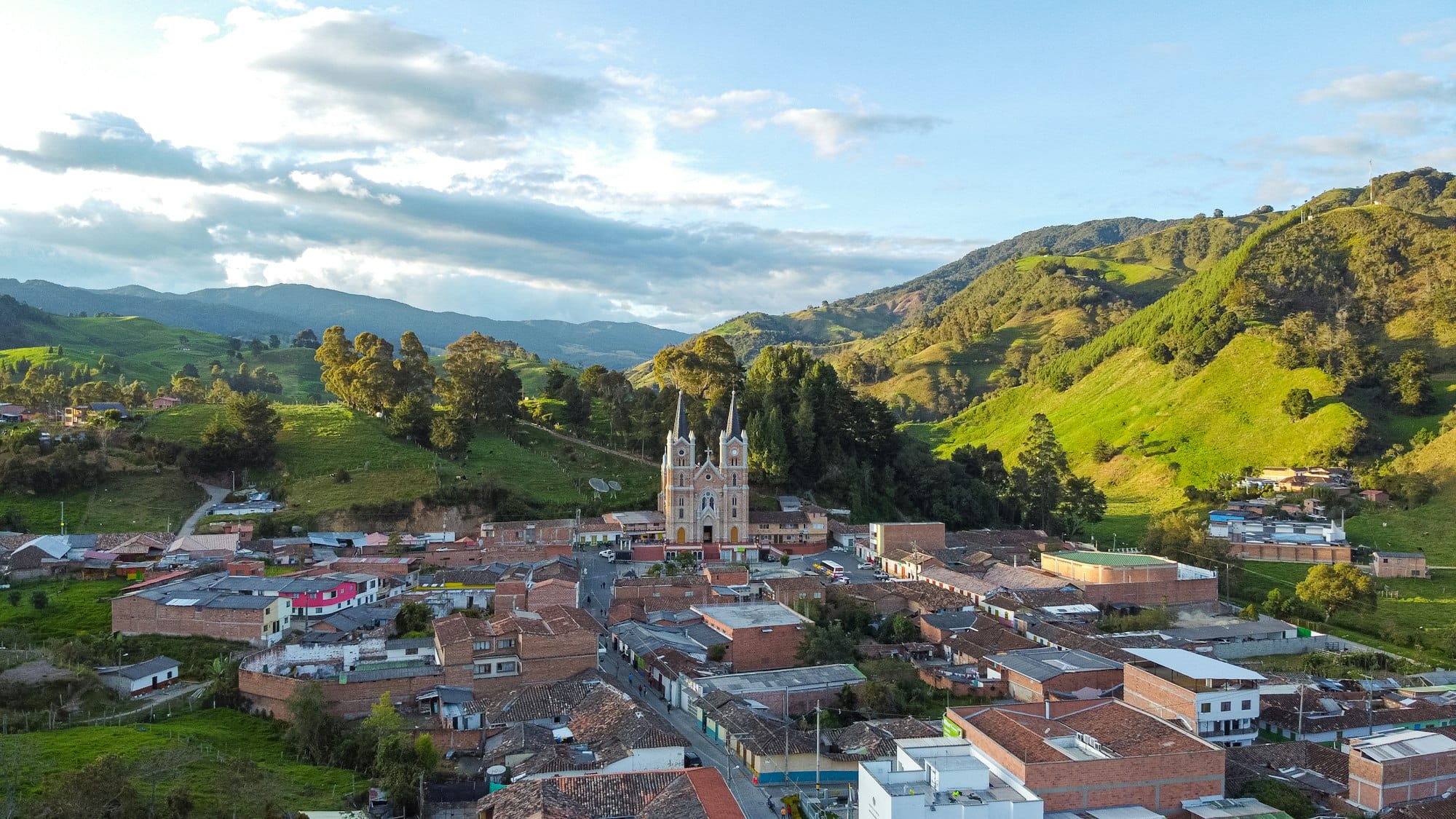 Typical Antioquia Village with Big Catedral
