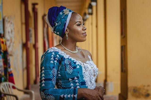 woman, turban, afro