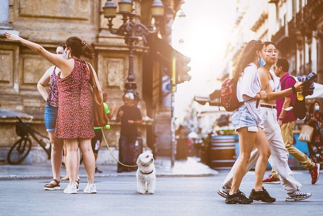 people, street, city