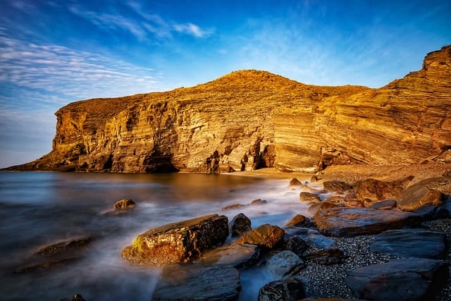 sea, beach, cliff